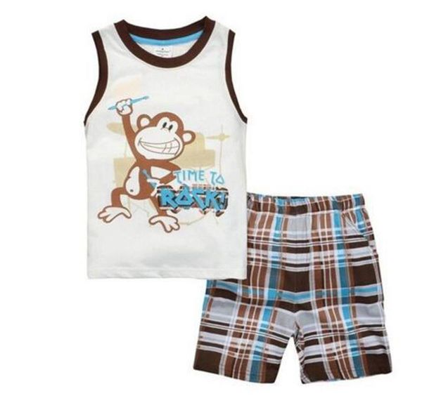 new kids pyjamas outfits summer 2018 brand children boys vest+shorts 2pcs homewear boy pajama sets, Blue;red